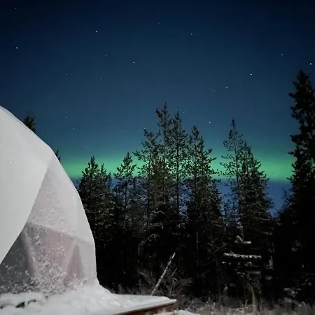 Glamping Private Jacuzzi Igloo Bedroom In Aurora Lounge With Shared Sauna And Pet Friendly Rovaniemi