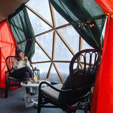 Private Jacuzzi Igloo Bedroom In Aurora Lounge With Shared Sauna And Pet Friendly Glamping *